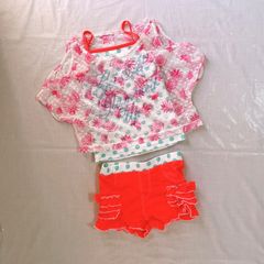 新品 未使用 タグ付き  OakDoll オークドール 女の子 子供用 水着 150 ピンク ホワイト オレンジ グリーン メッシュ ドット フリル  リボン ハート パイナップル 海 プール 旅行 セパレート