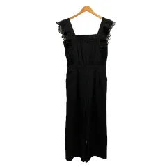 アクシーズファム axes femme オーバーオール TS344X33 パンツ フレア ストレート レース 無地 裏地 ノースリーブ ロング丈 M 黒 ブラック レディースのサムネイル