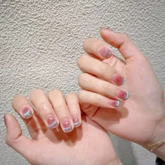 【数量限定】キャッツアイネイル光沢 つけ爪ネイルシール パーティー日常生活に使用 卒業式 花嫁ネイル 入学式 成人式 両面テープ 貼るネイルおしゃれ シンプルフレンチネイル DIY かわいい 和風 ネイルチップ ネイルチップ 人気 (12 春夏 短め CDJ)