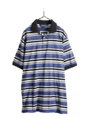 【お得なクーポン配布中!】 90s ポロ ゴルフ ラルフローレン ボーダー オープンカラー ポロシャツ M