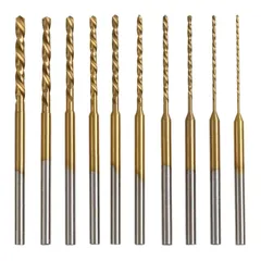 チタンコートミニルーター小径ドリル ミニツイストドリルビット 0.6mm 0.8mm 1.0mm 1.2mm 1.3mm 1.5mm 1.6mm 1.8mm 2.0mm 2.2mm 10種セット