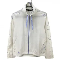 【超美品】アディダス ジャケット アイボリー×ライトパープル 背面・袖総柄 ストレッチ レディース S ゴルフウェア adidas