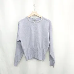 ◇ ⊇ SAISON DE PAPILLON セゾンドパピヨン 首元パール装飾 長袖 ニット セーター サイズM ラベンダー系 レディース E  【1502180005169】