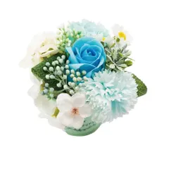 ☆ ブルー ☆ ブリキアレンジ ソープフラワー オシャレ ブーケ アーティフィシャルフラワー ソープフラワーギフト 造花 フラワーソープ 石鹸フラワー シャボンフラワー アレンジメント 枯れない花 ギフト 母の日 敬老の日 インテリア 飾り 置き物 置物