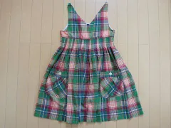 ラルフローレン Ralph Lauren アウトレット 子供服 女の子 ワンピース 160cm 緑 赤 チェック ノースリーブ 春 夏 ★4 ガールズ 女児 キッズ ジュニア 【中古】 ユーズド リサイクル 古着 子ども服 こども