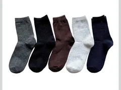 男女兼用 メンズ 無地 厚手 ソックス 5足セット 5色 22-24㎝