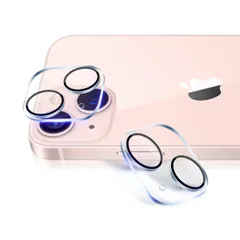 iPhone13/iPhone13Mini カメラフィルム 対応 保護カバー (2枚) 【日本製素材旭硝子製】 用 アイフォン13/アイフォン13ミニ レンズフィルム 【2枚セット】 強化カメラ保護フィルム 黒縁取り 露出オーバー防止 全面吸着 高透過率、硬度