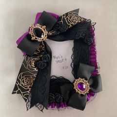 ロゼット風デコ硬質ケース(トレカ) 黒×紫