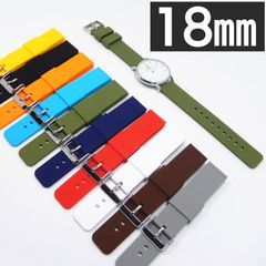 18mm スマートウォッチ ベルト バネ棒付き 腕時計 交換ベルト 交換バンド 交換用バンド 替え シリコン ラバー メンズ レディース 防水 ワンタッチ 白ホワイト黒ブラック赤レッド緑グリーン紺ネイビー オレンジ 黄色 イエロー グレー★4