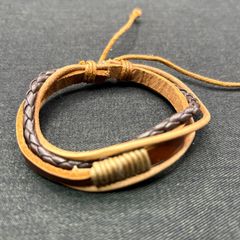 本革×スターリングシルバー フェザーレザーブレスレット 刻印有 
