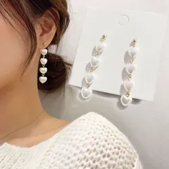 6MDD004PCパールピアス 4連パール　揺れる ハートトレンド 結婚式