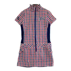 サイズ：M FILA GOLF フィラゴルフ  ジップ 半袖ワンピース チェック柄 ネイビー系 [240101529386] ゴルフウェア レディース ストスト