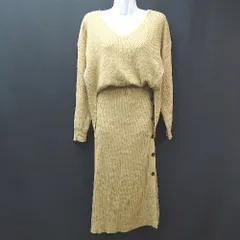 ◇ AZULBY MOUSSY アズールバイマウジー 後ろ開きデザイン　長袖 ロング ワンピース サイズM イエロー レディース E  【1304120026063】