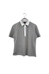 90's 日本製 Burberry Golf バーバリーゴルフ 半袖ポロシャツ ボーダー ブラウン系 ワッペン付 ストレッチ機能 伸縮性抜群 メンズ サイズ 2 ヴィンテージ ネ 衣B