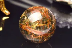 【１点物】レア ガーデンルチルクォーツ　18mm　丸玉(台座なし) スフィア _PC3636