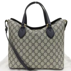 【本物保証】 布袋付 超美品 グッチ GUCCI GGスプリーム 2WAYバッグ 429147 498879 ハンドバッグ ショルダーバッグ ネイビー 斜め掛け ロゴ