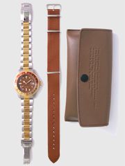 VAGUE WATCH Co ヴァーグ ウォッチ カンパニー 腕時計 ダイバーウォッチタイプ BRWN GMT ステンレスベルト ナイロンベルト イエローゴールド シルバー