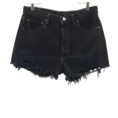 Levi's リーバイス クラッシュ加工 ショートパンツ ブラック レディース 古着