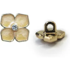 ラインストーン 花型ボタン 足つき 【オレンジ】 モチーフ ボタン 飾りボタン フラワー かわいい 5個入り 【11.5mm】  B-719