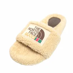 未使用 グッチ × ザノースフェイス GUCCI × THE NORTH FACE ムートン ボア サンダル スライド コラボ ロゴ シューズ 679948  靴 36 （23cm） ベージュ レディース ■３