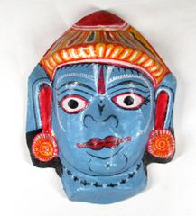 インドの怪しいお面 クリシュナ ヒンドゥー教の神様 壁掛 ペーパーマッシュ クラフト ハンドメイド アジアン雑貨