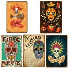 【輸入品】ブリキ看板　5種類 A4版　30cm×20cm メキシコ 死者の日 day of the dead