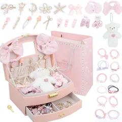 新品 Sitengle ヘアアクセサリーセット かわいい 収納ボックス付き 女の子プレゼント 大容量 プリンセス アクセサリーセット ヘアクリップ ヘアゴム 入園式 入学式 卒業式 子供の日 七五三 誕生日 クリスマス 女の子ギフト お姫様 小学生 プレゼント