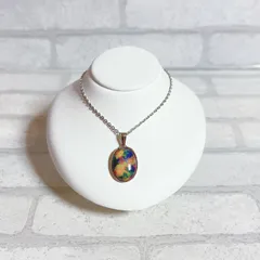 ネックレス　silver　シルバー　カラフルストーン　ラウンド　丸　アンティーク　ヴィンテージ　EL-0363