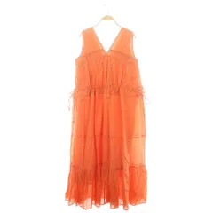 サラマリカ Sara MalliKa スローブイエナ COTTON LUREX CHECK DRESS ロングワンピース ノースリーブ ウインドウペンチェック柄 L オレンジ 金色 ゴールド色 /ES ■OS