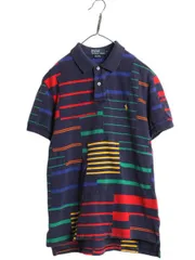 【お得なクーポン配布中!】 00s ポロ ラルフローレン パッチワーク 鹿の子 半袖 ポロシャツ メンズ M オールド 半袖シャツ ボーダー ワンポイント クレイジー パターン
