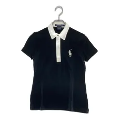 中古 レディース ラルフローレンゴルフ Ralph Lauren golf 半袖ポロシャツ S 黒 ブラック シンプル