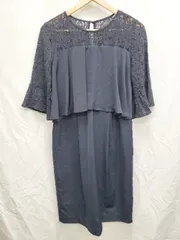 ◇ GIRL ガール レース 切替 パーティー 二次会 七分袖 膝丈 ドレス ワンピース サイズＸＬ ネイビー レディース P  【1406180031275】