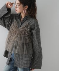 夢展望公式 [新品未使用] ビックカフスチェックシャツ [ブラック] 他カラー別ページ有 bohmal ブラウス・シャツ ブラウス・シャツ（長袖） 535763-02