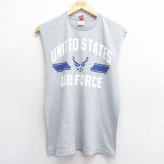 M/古着 ノースリーブ ビンテージ Tシャツ メンズ 00s ミリタリー USエアフォース クルーネック グレー 霜降り 25jul07 中古