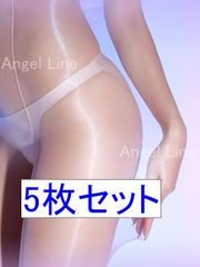 6250003オイルシャイン5枚組オールスルーストッキング0デニール超光沢センター補強ナシ肌色スパンデックス高配合36.9％
