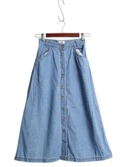 【お得なクーポン配布中!】 90s リーバイス デニム スカート レディース XS 古着 オールド コットン ボタン 前開き ミモレ丈 ひざ下 Aライン タックなし 薄手 白タブ