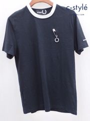 K013 [春夏物][コラボ] RAF SIMONS×FRED PERRY 半袖 Tシャツ ブラック M ラフ・シモンズ フレッドペリー | K★