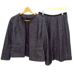 ニューヨーカー セットアップ 上下セット ノーカラージャケット フレアスカート レディース 13サイズ ブラック NEWYORKER 【中古】