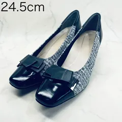 【新品 訳あり】リズラフィーネ　モチーフリボンパンプス　24.5㎝　黒