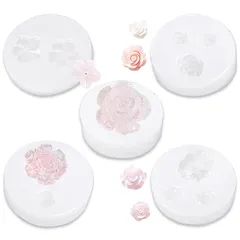 サムコス シリコンモールド 花型 ５個セット 立体 花 桜 薔薇 バラ uvレジン エポキシ樹脂 DIY 手作り アロマストーン 石鹸 キャンドル 粘土 樹脂 シリコン型 抜き型 (D) 0