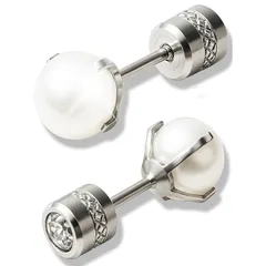 【新品】 【ジュエリーデザイナー推薦 雑誌掲載】 CCopan ピアス つけっぱなし 金属アレルギー対応 ファーストピアス セカンドピアス サージカルステンレス メンズ レディース ネジ式 両耳 2個セット (パール6ｍｍ) 0