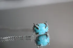 NK44 美品 天然 ターコイズ トルコ石 ネックレス 金属アレルギー対応