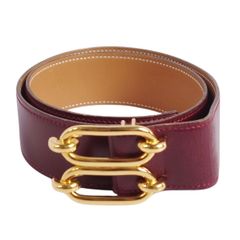 希少✨ エルメス ホースバックルレザーベルト 茶 75 刻印 ゴールド金具