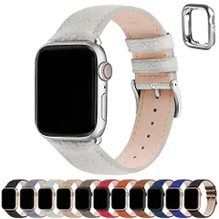 ミルクホワイト+シルバーバックル_38mm40mm41mm アップルウォッチ バンド Apple Watch バンド アップルウォッチベルト 本革 装着簡単 保護ケース付き レディース メンズ 123456789SESE2UltraUltra2シリーズ対応38