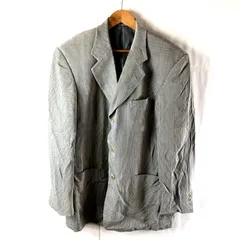 ランバン LANVIN ジャケット ストライプ柄 内ポケット シングルボタン 肩パット グレー系 F50-36サイズ 2025090400200