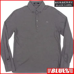 BURBERRY BLACK LABEL 廃盤 バーバリーブラックレーベル ポロシャツ L 古着 メンズ 3 グレー 長袖 ポロシャツサイズL一覧←SEULB屋着古← TY3748