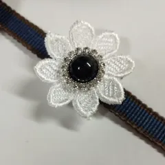 441 レースフラワーの 帯留め　黒