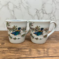 【九谷焼】マグカップ かわせみ 川せみ カワセミ 2個セット 磁器 Kutani Ware Mug Cup Porcelain Set of 2 Kingfisher