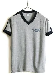 80s ビンテージ USA製 ■ チャンピオン Vネック 染み込み プリント 半