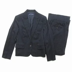 ラルフローレン RALPH LAUREN スーツ セットアップ 上下 ストライプ ジャケット テーラード パンツ ワイド ウール ビジネス 紺 ネイビー 3fのサムネイル